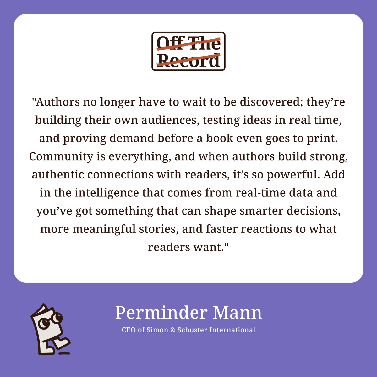 “Authors no longer have to wait to be discovered… Community is everything.” – Perminder Mann

Full 𝘐𝘯𝘥𝘶𝘴𝘵𝘳𝘺 𝘐𝘯𝘴𝘪𝘥𝘦𝘳 Q&amp;A: libraro.link/fvv

#SafeDiscoverability
