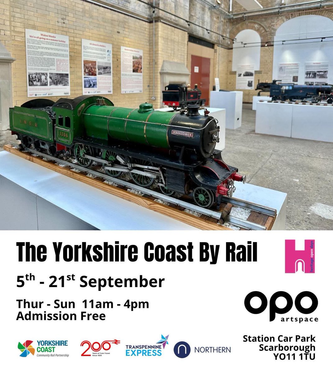 Our <a href="/railway200/">railway200</a> Heritage Exhibition in partnership with the <a href="/OPOArtspace/">Old Parcels Office Artspace</a> at #Scarborough opens again today for its final weekend. Come and discover how the railway shaped holidays, heritage &amp; seaside fun!
5–21 Sept | Thu–Sun | 11am–4pm
Free entry | All ages welcome