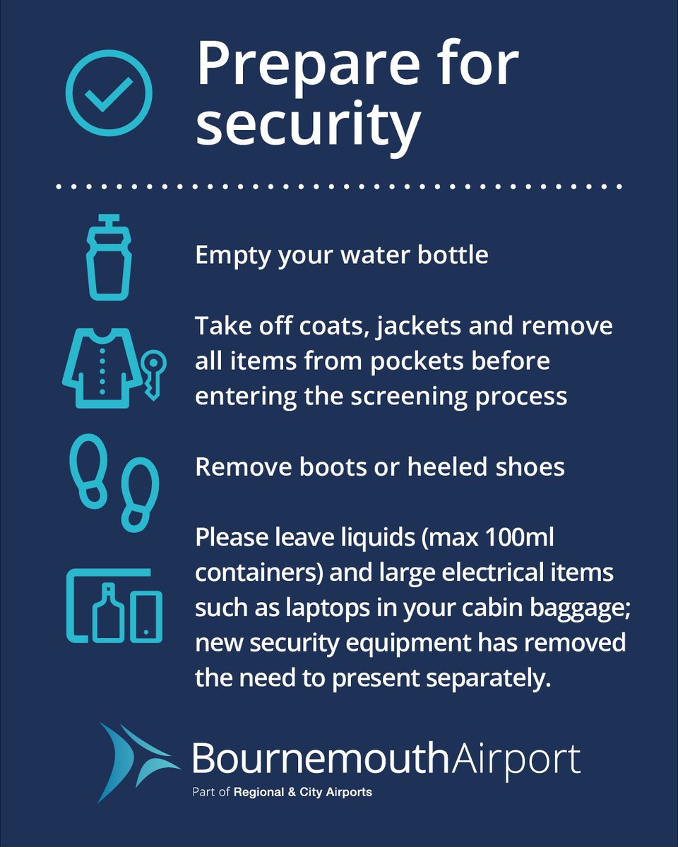 Prior to travel, please familiarise yourself with our new hand luggage screening rules:  bit.ly/4gdevdO 

#FlyBournemouth #Travel