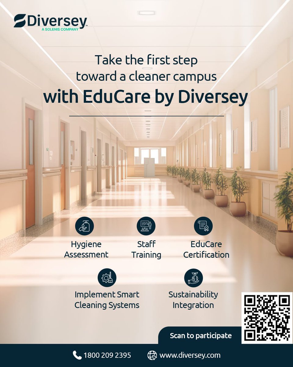 Every student deserves to learn in an environment that protects their health as much as it supports their growth.
EduCare by Diversey helps schools and universities put structured hygiene practices in place so campuses remain safe, consistent, and cared for at all times. This