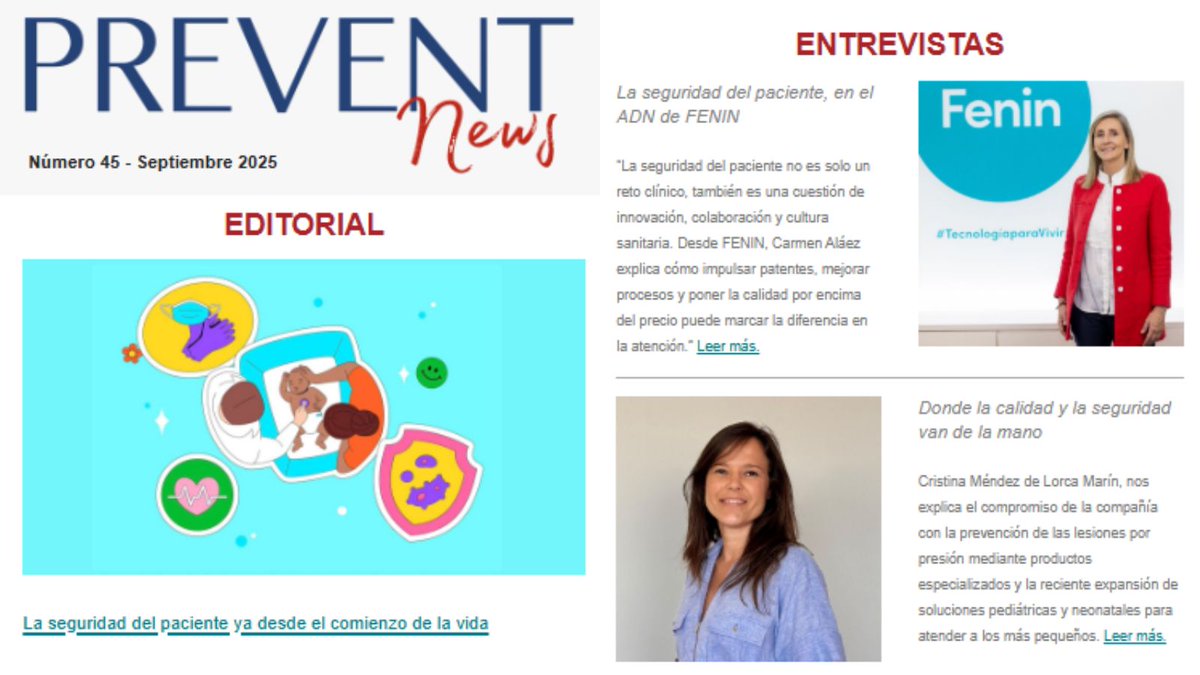 📢Nº 45 de #PreventNews
🌍Seguridad del paciente desde la infancia en el marco del #WorldPatientSafetyDay por <a href="/JoanEnricTorra/">Joan-Enric Torra </a> 
🩺<a href="/fenin_es/">Fenin</a> | innovación y seguridad y 
Cristina Méndez de <a href="/lorcamarin/">Lorca Marín, S.A.</a> | prevención de #LPP y soluciones pediátricas
👉prevencionulcerasyheridas.com/numero-45-sept…