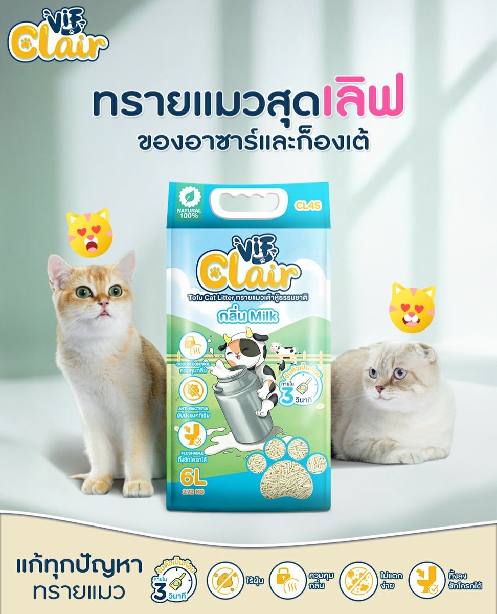 chee_mikyla's tweet photo. IG-FB: vif_fc
VIF Clair "Milk" scent, premium grade cat litter that Papa Gulf bought, is the one that Hazard and Kante like the most.😻
#อาหารเปียกVIF #VIFCat #โตมากับVIF
#VIFGang #TofuCatLitter #VIFClair
#GulfKanawut @gulfkanawut
#VIFEveryDayaGoodDay https://t.co/mvf1mEeoCT