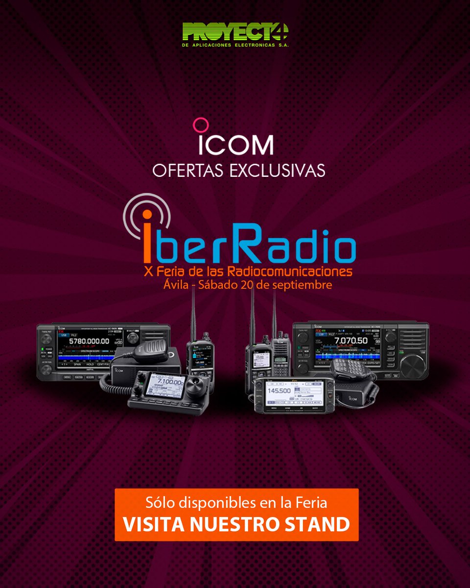 🔴PROMOCIÓN equipos #icom en @iberradio #IC7100 #ID5100 #ID50E #ID52 #IC705 #IC905 #ICT10 #ic7300 Nos vemos el próximo Sábado en #Ávila <a href="/LIENZONORTE/">Lienzo Norte</a> 🔄
DISTRIBUIDOR OFICIAL <a href="/IcomSpain/">Icom Spain</a>