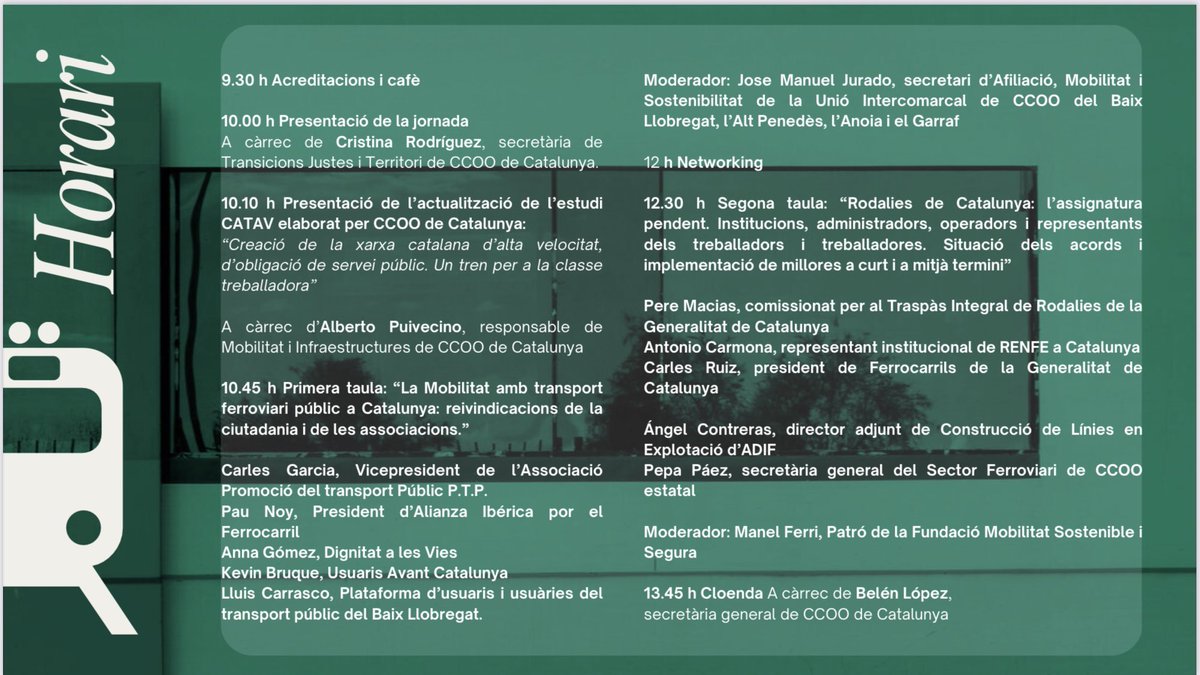 Avui parlarem de trens, en representació d'<a href="/usuarisavant/">Usuaris Avant Catalunya</a> 🚄🛤️🚄

Taula organitzada per <a href="/FerroviarisCCOO/">CCOO Ferroviàries</a> !✊