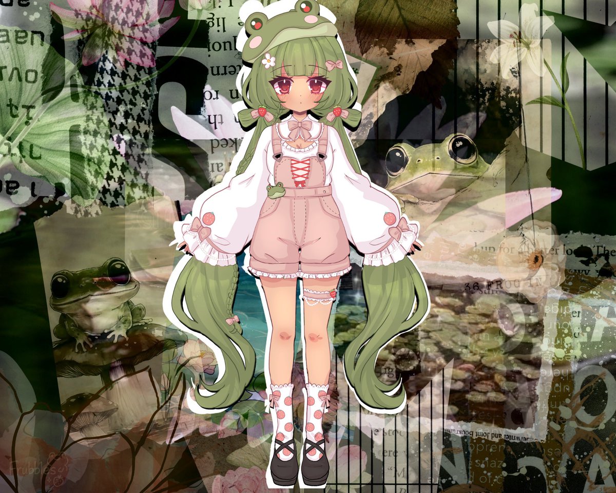 Frubbles (@frubblesvt) on Twitter photo 2.0 Design Reveal 🐸🪷
Meet Frubbles, a folklore frog spirit from a story told through a strange scrapbook~ 📖✨
🌸 Design: <a href="/MomooPiink/">MomooPiink🌸— 🍓</a>
🌙 Model (WIP): <a href="/covenofnemu/">Lady Nemu🫖 | Pixel🌐Heart</a>
I’ll be debuting as soon as I can gather up my stream assets, can’t wait to share more with you all soon~ ✨ 2.0 Design Reveal 🐸🪷
Meet Frubbles, a folklore frog spirit from a story told through a strange scrapbook~ 📖✨
🌸 Design: <a href="/MomooPiink/">MomooPiink🌸— 🍓</a>
🌙 Model (WIP): <a href="/covenofnemu/">Lady Nemu🫖 | Pixel🌐Heart</a>
I’ll be debuting as soon as I can gather up my stream assets, can’t wait to share more with you all soon~ ✨