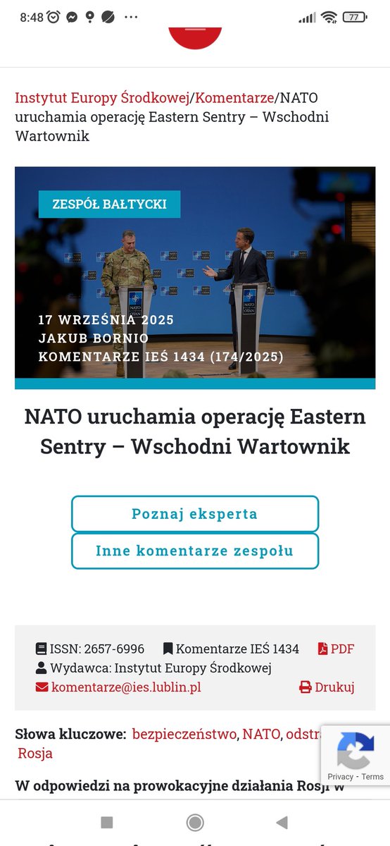 Najnowszy komentarz dla <a href="/IES_Lublin/">IEŚ - Instytut Europy Środkowej</a> dt. operacji <a href="/NATO/">NATO</a> Baltic Sentry 👇
ies.lublin.pl/komentarze/nat…