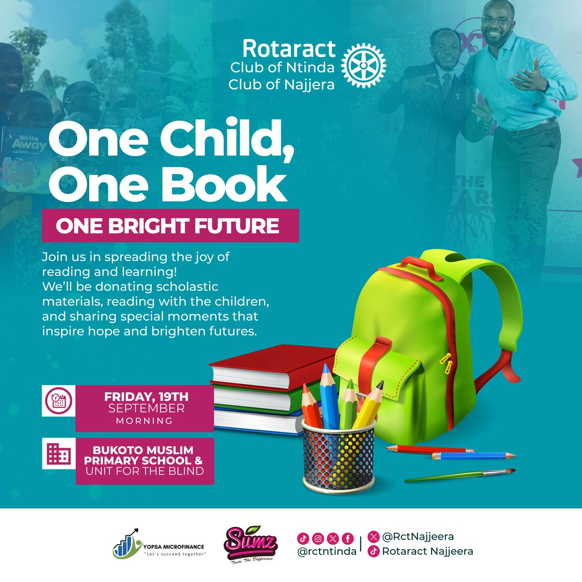 rctntinda's tweet photo. Greetings  partners I  service 
@rctntinda  and @RctNajjeera  will be doing  a project  on literacy  at  Bukoto primary school  on Friday 19th September 2025

You are  invited to  join  us as we create  hope
#education #literacy
#RotaryEyamba 
#serviceaboveself https://t.co/wghEHBgnFb