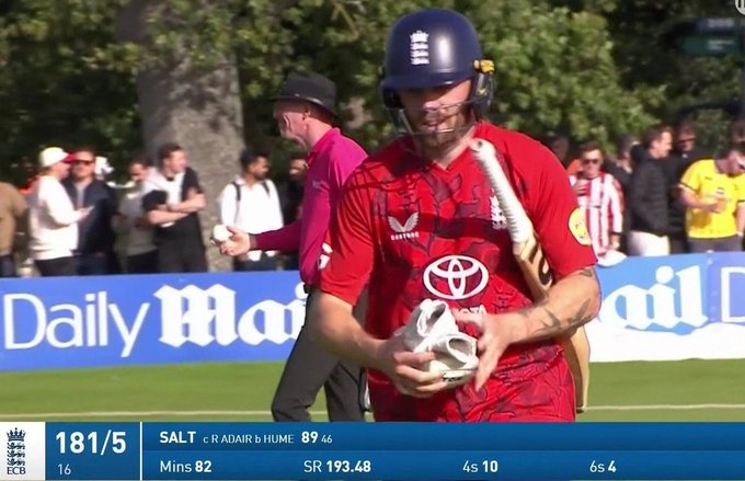 imArshit's tweet photo. @mufaddal_vohra Phil Salt is on absolute fire! 🔥
 
Back-to-back carnage 141* followed by a blazing 89 off 46! 🤯

Bowler's nightmare, fan's delight! 🧨🏏

#PhilSalt #OnFire #T20Masterclass #T20Cricket https://t.co/qniYGehfpm