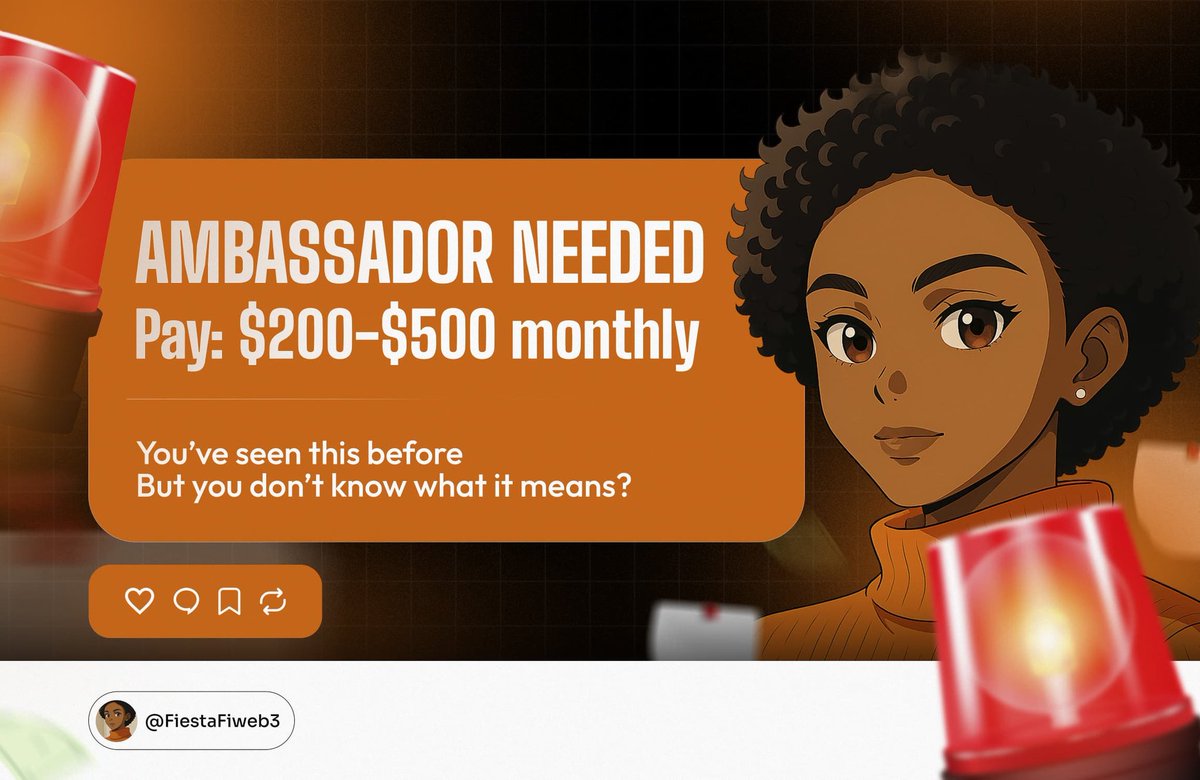 🚨 5 AMBASSADOR NEEDED 🚨

PAY: $200-$500

No experience? You can start 

Comment interested and I'll post the application link 

Looks sweet rii?🌝 

Be honest… how many of you have rushed to fill ambassador forms?
Or dropped “Interested ✅” under every post…
Hyped at first,
