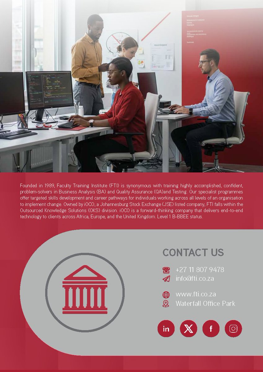 facultytraining's tweet image. The next-gen QA professional is multi-skilled, agile &amp;amp; strategic.
FTI’s Applied Programme in Software Testing is your launchpad to leadership. 📌 More than a certificate—it’s a career accelerator.
hubs.li/Q03HX4Sr0
#QAEngineers #AppliedProgramme #SoftwareTesting #FTISA