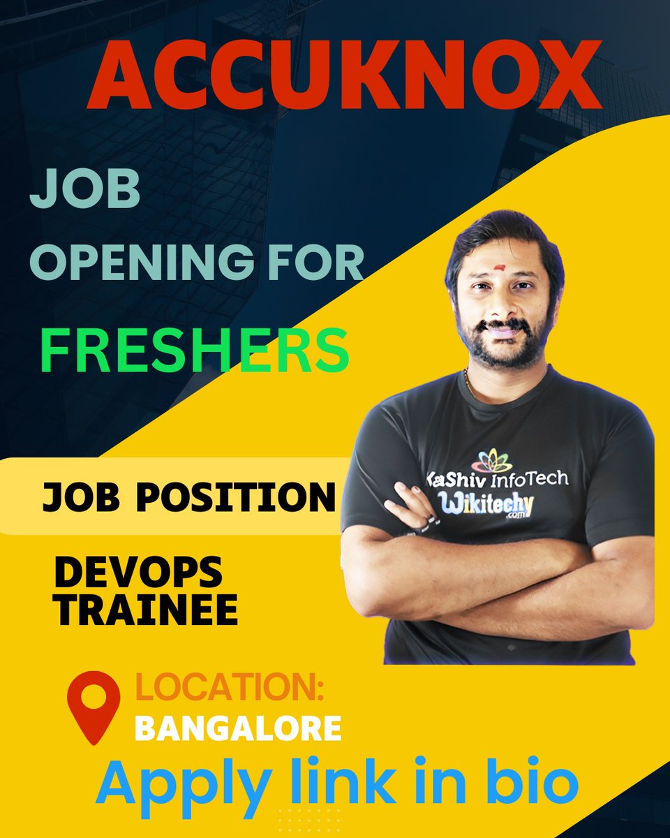 kaashivinfotech's tweet image. ACCUKNOX is Hiring Freshers
#cloudcomputingjobs #accuknoxcareers #jobalert #freshersjobs #kaashivinfotech #itjobs #itjobsearch
Apply Link : kaashivinfotech.com/blog/it-jobs/