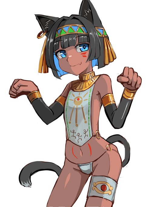 便乗して褐色エジプト猫耳ロリ描いたマン 