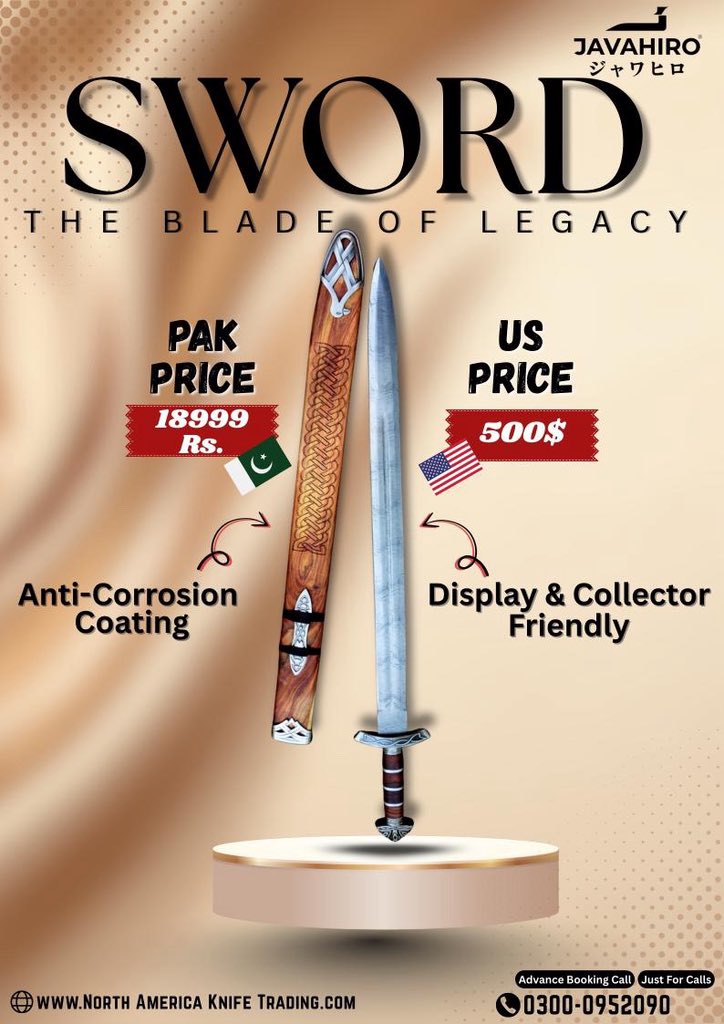 JavaHiroLLC's tweet image. JavaHiro Swords For Collectors and enthusiasts unique and historical designs lover Get Buy Call. 03000952090 The truth about movie swords vs. real ones.  sword, #knifemaking, #bladesmith, #blacksmith, #forged, #steel, #handmade, #craftsmanship, #weapons, #history #katana,