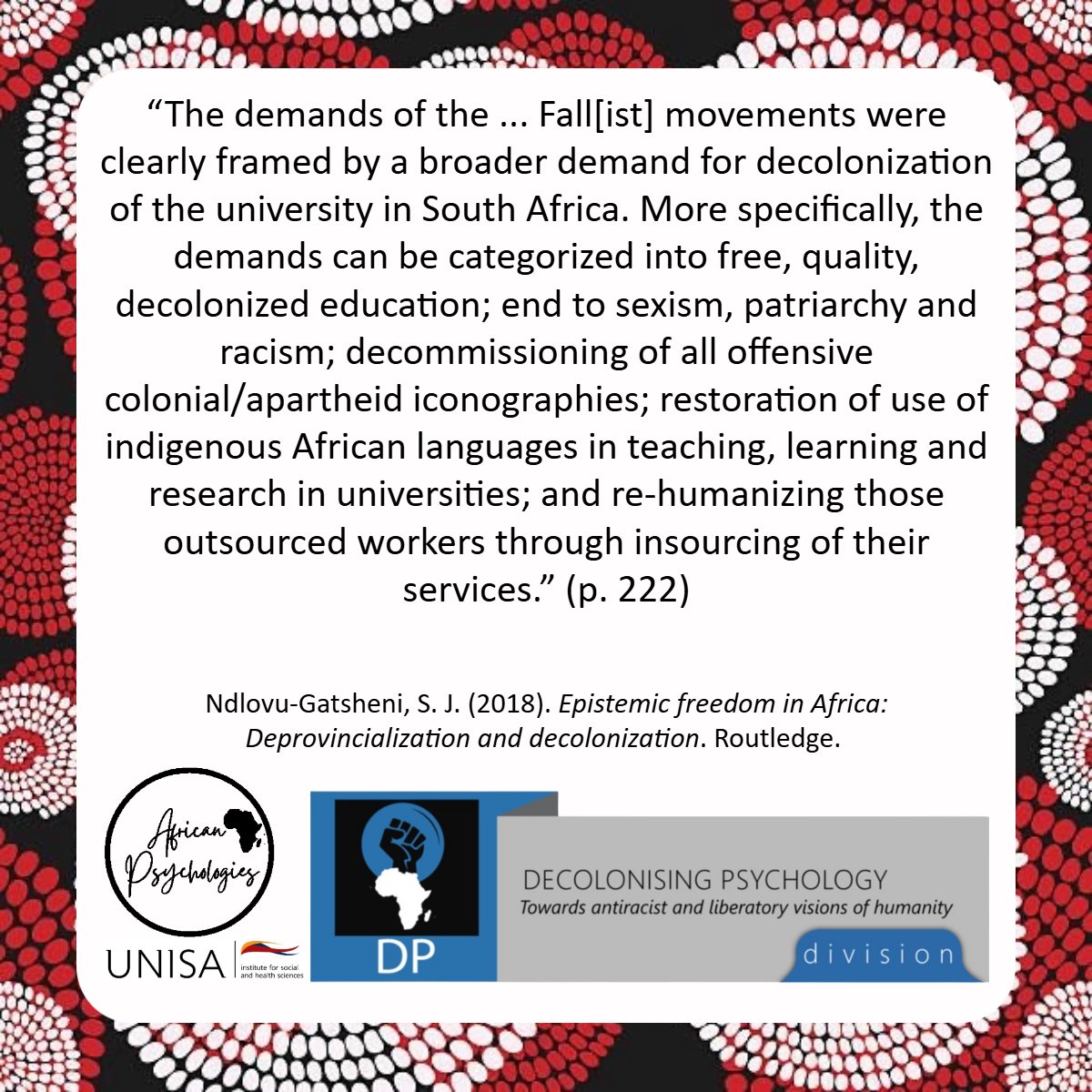 PsySSA Decolonising Psychology Division tweet media