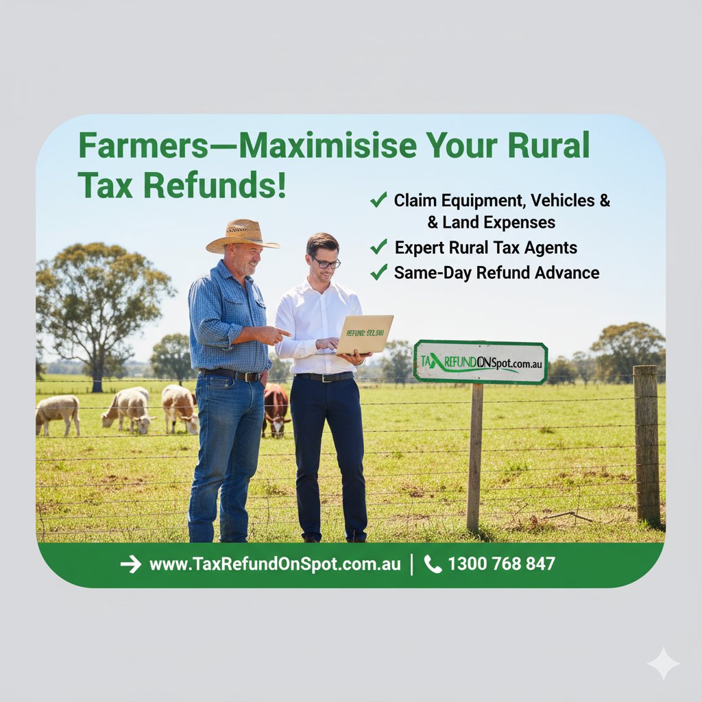 TaxRefundOnSpot's tweet image. FARMERS - MAXIMISED YOUR RURAL TAX REFUNDS!
#farmersrefund #TaxStrategy2025 #TaxHelp #WesternAustralia #ReelsForDays #viralvideo #lodgeonline