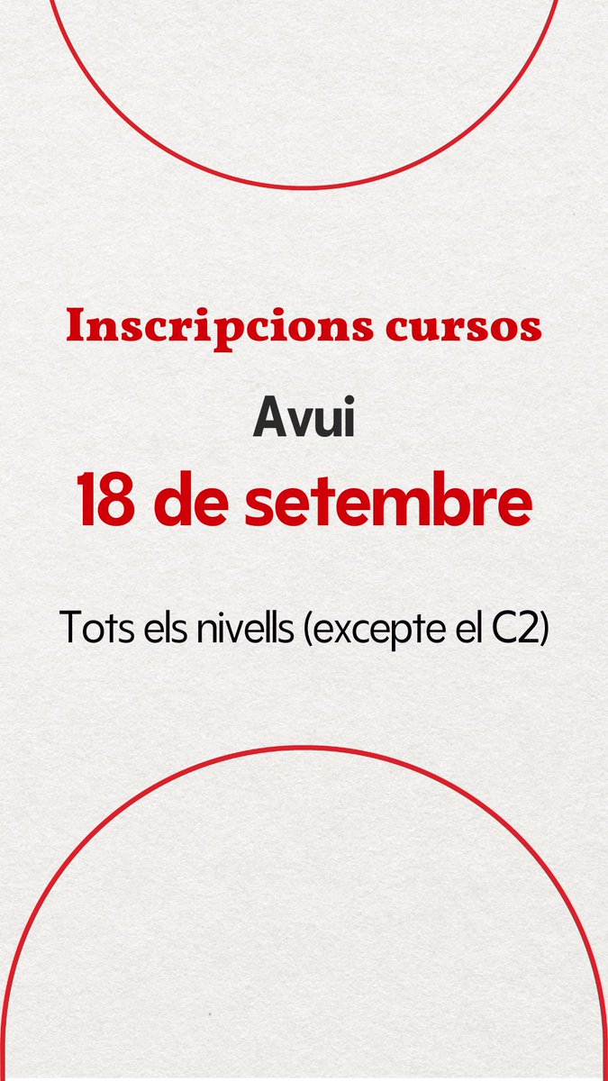 CNL Àrea de Reus (@cnlreus) on Twitter photo Avui, inscripció de tots els nivells excepte el C2.
Queden places de Bàsic 1 al curs de Falset. Avui, inscripció de tots els nivells excepte el C2.
Queden places de Bàsic 1 al curs de Falset.