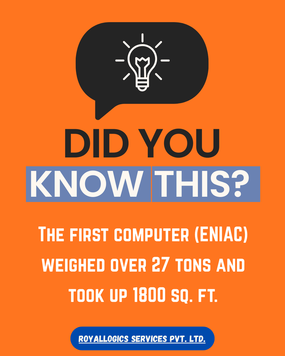 royallogics's tweet photo. The ENIAC Computer History! 🖥️ 

The ENIAC (Electronic Numerical Integrator and Computer) was a massive machine developed during World War II. ⚙️

To give you an idea:
📏 It was as big as a small house
🐘 And weighed as much as several elephants!

#TechHistory #ENIAC💡🌐 https://t.co/olB3UXs89S