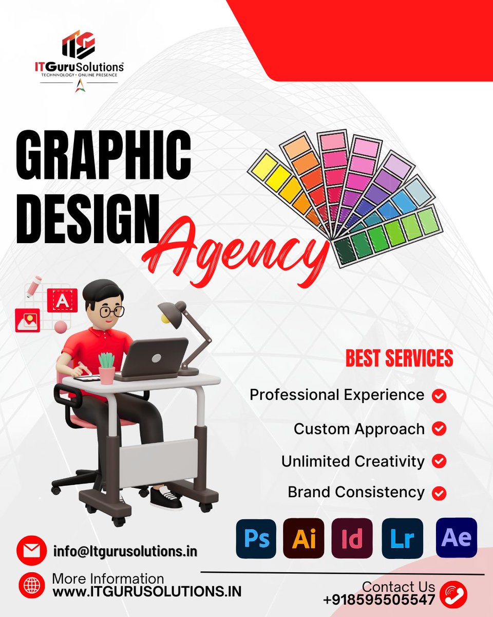 ITGuruSolution's tweet image. Great brands deserve great design!
At IT Guru Solutions โ Graphic Design Agency, we create logos, branding, social media visuals & UI/UX that inspire and engage ๐
๐ +91 8595505547 | โ๏ธ info@itgurusolutions.in | itgurusolutions.in
#GraphicDesign #ITGuruSolutions #Branding