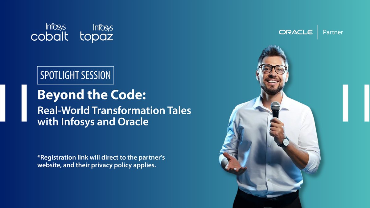 InfosysEvents's tweet image. Transformation is more than tech—it’s vision in action. Hear onsemi, Torrid &amp;amp; Watlow share how Infosys along with Oracle drove real impact. Meet us at Oracle AI World! bit.ly/4nyc2Pd

#InfyAtOAIW25 #InfosysOracleServices #AI #Cloud
