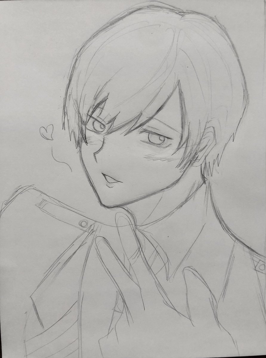 nbr6b's tweet image. 塗る用バージョン書いた✍
投げキッス
 #イラスト
 #物間寧人