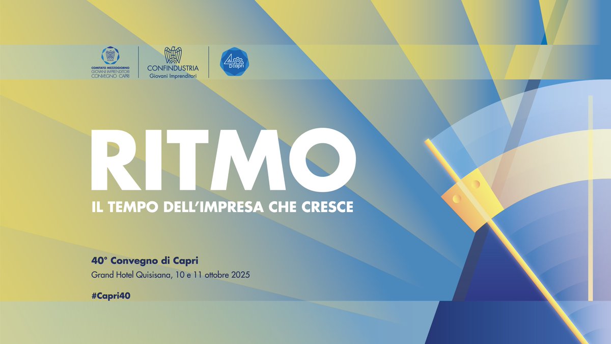 #Capri40|Ritmo: il tempo dell’impresa che cresce Il nostro Convegno di Capri compie 40 anni. Quest’anno celebriamo un traguardo che è anche una nuova partenza. Vogliamo dare voce a quel ritmo che unisce passato e futuro. Il ritmo dell’impresa che cresce 👉gisud.com