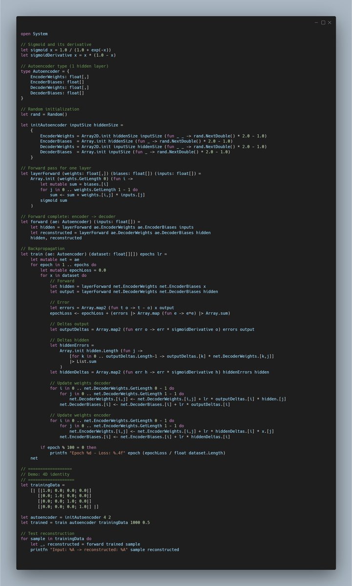 jonas1ara's tweet image. Simple autoencoder implemented in #fsharp