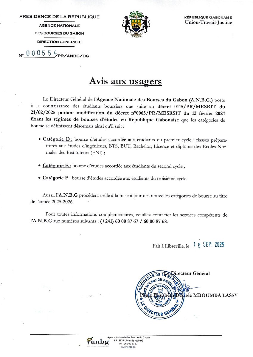 [AVIS AUX USAGERS] 🔔

📱060008765 / 060008766 📞 011745593

Rejoignez notre chaîne WhatsApp : 
🔗 whatsapp.com/channel/0029Va…

#ANBG
#anbggabon