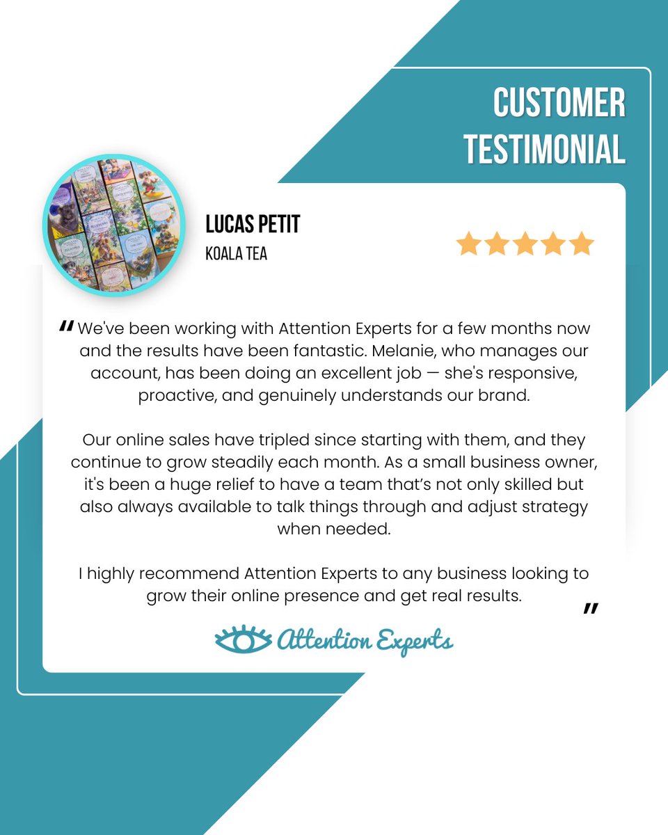 Big thanks to Lucas for the glowing feedback! 

We’re thrilled to be part of your journey and truly appreciate your kind words.

If you want to grow your business with digital marketing, we are here to help you

Get in touch here | vist.ly/478pp

#AttentionExperts