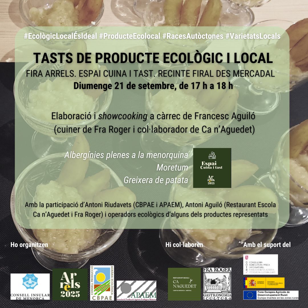 CBPAE (@cbpae) on Twitter photo 📢Per aquest cap de setmana hem organitzat conjuntament amb <a href="/apaemenorca/">APAEM</a>  un tast de producte ecològic local de Menorca dins el marc de la Fira Arrels que es durà a terme as Mercadal. 
▶️Ens ajudeu a difondre'l!! Hi estau tots i totes convidats! 🍲🥗
#AlimentsEcodeBalears 📢Per aquest cap de setmana hem organitzat conjuntament amb <a href="/apaemenorca/">APAEM</a>  un tast de producte ecològic local de Menorca dins el marc de la Fira Arrels que es durà a terme as Mercadal. 
▶️Ens ajudeu a difondre'l!! Hi estau tots i totes convidats! 🍲🥗
#AlimentsEcodeBalears