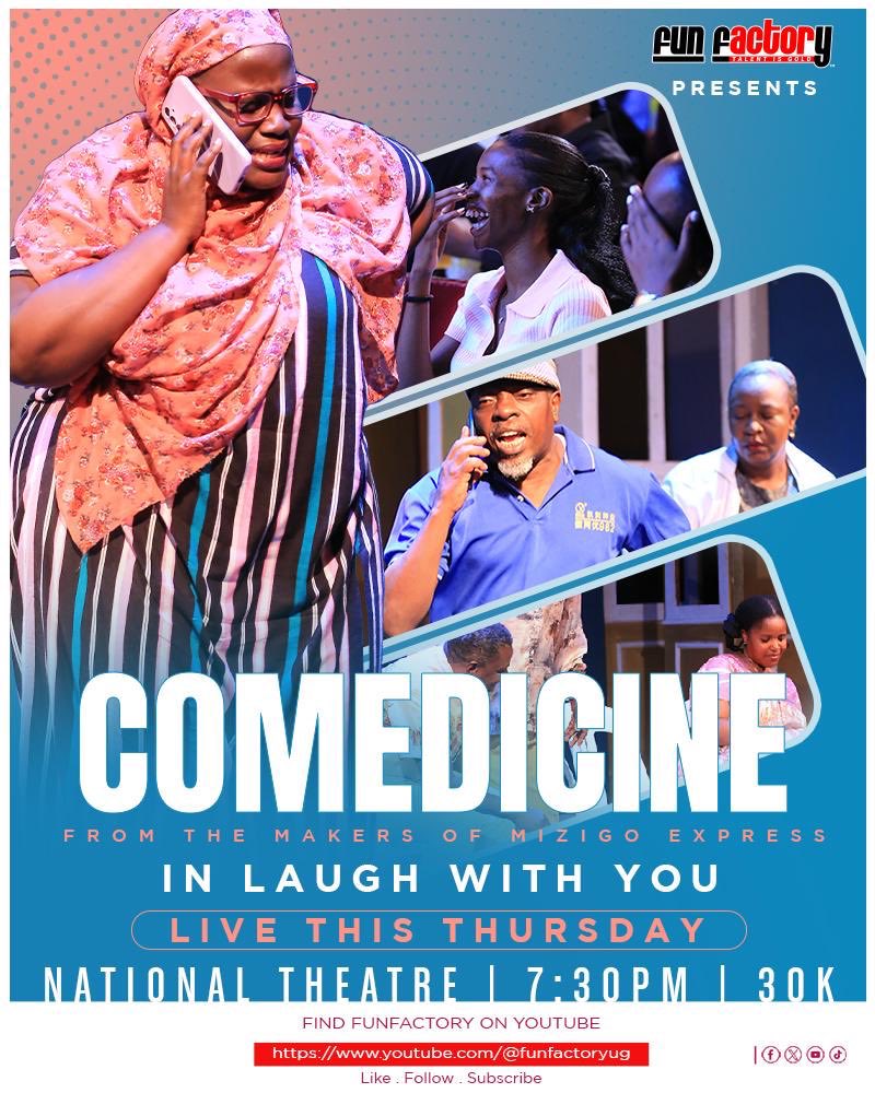 Ssebaggala Andrew Lwanga Jedidiah (@ssebaggalandrew) on Twitter photo TONIGHT (THURSDAY) <a href="/UNCC/">UNC Charlotte</a>-National Theatre, #COMEDICINE by <a href="/FunFactory256/">Fun Factory Uganda</a>, 7.30PM, 30K. TONIGHT (THURSDAY) <a href="/UNCC/">UNC Charlotte</a>-National Theatre, #COMEDICINE by <a href="/FunFactory256/">Fun Factory Uganda</a>, 7.30PM, 30K.