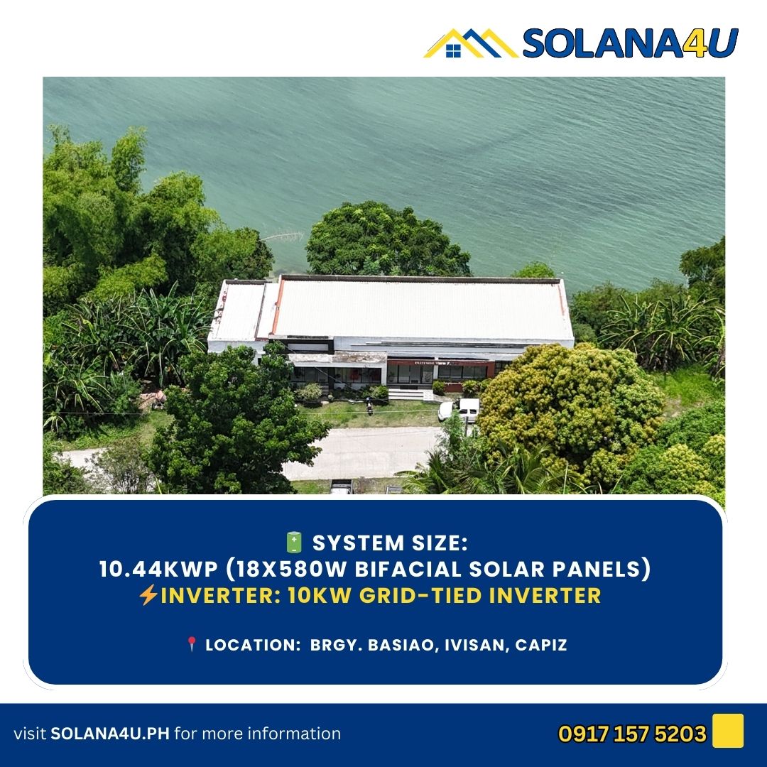 solana4uph's tweet photo. ☀🌊 Another paradise powered by the sun!
We’ve installed 18 x 580W Solar Panels with a 10kW Grid-Tied System at Cliff Side View Resort, Basiao, Ivisan, Capiz 🏖✨ https://t.co/TDwc5O31Lm