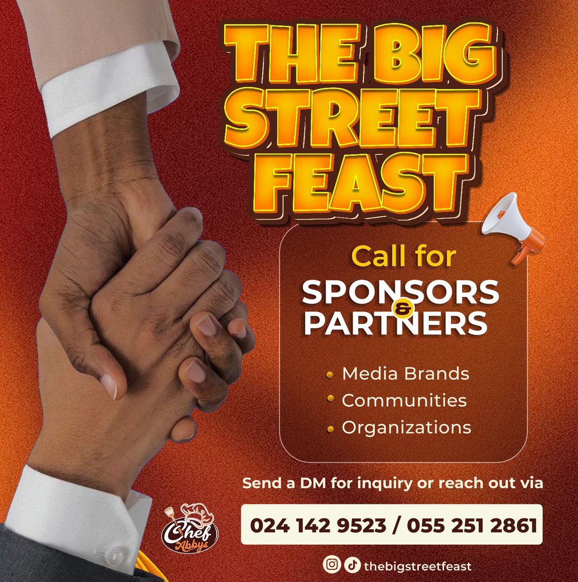 We are officially calling on restaurants, brands, communities , organizations, to join the Big street feast movement OF FREE FOOD. Your support would go a long way for us❤️❤️. Please share this to everyone you feel can support the movement ! World food day with chefabbys .