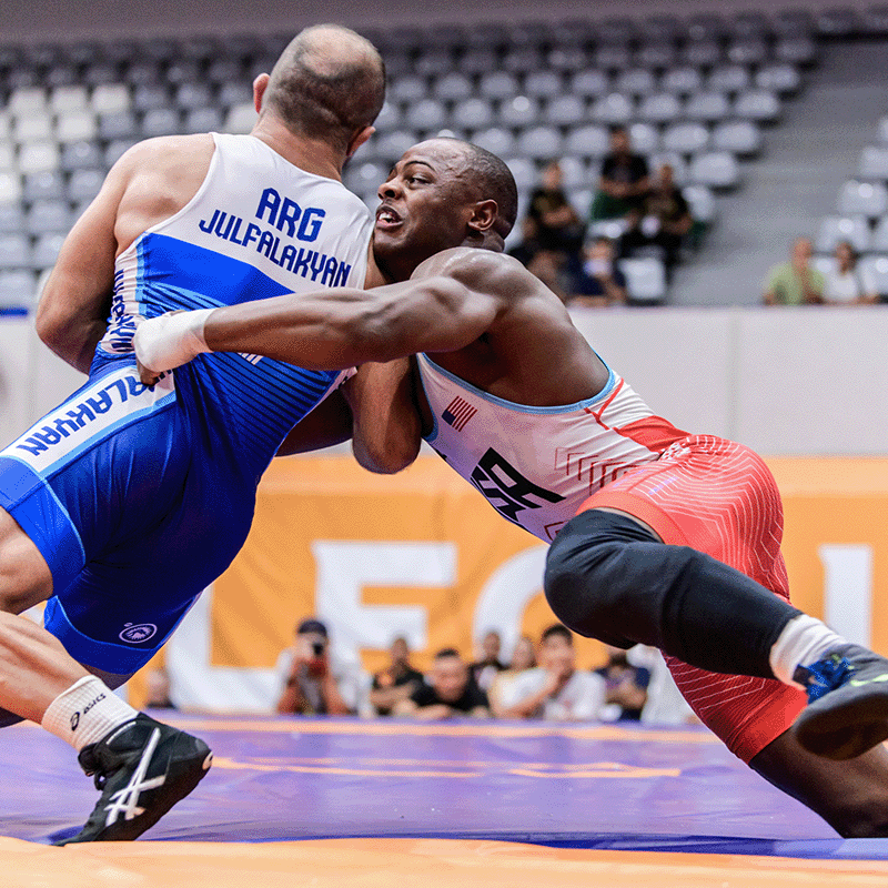 USAWrestling's tweet photo. Back at it with day six at the 2025 World Championships. Stay up-to-date on the Team USA 🇺🇸 performance with our running match notes. #WrestleZagreb
