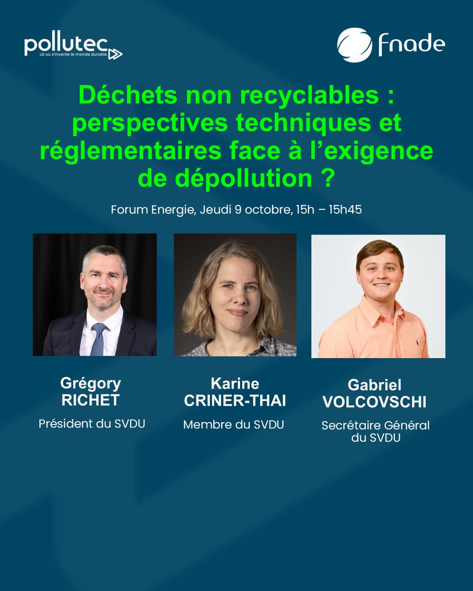 #polluteclyon2025 📢 Déchets non recyclables : perspectives techniques et réglementaires face à l’exigence de dépollution ?

Rendez-vous le jeudi 9 octobre de 15h à 15h45 au Forum énergie pour assister à la conférence.