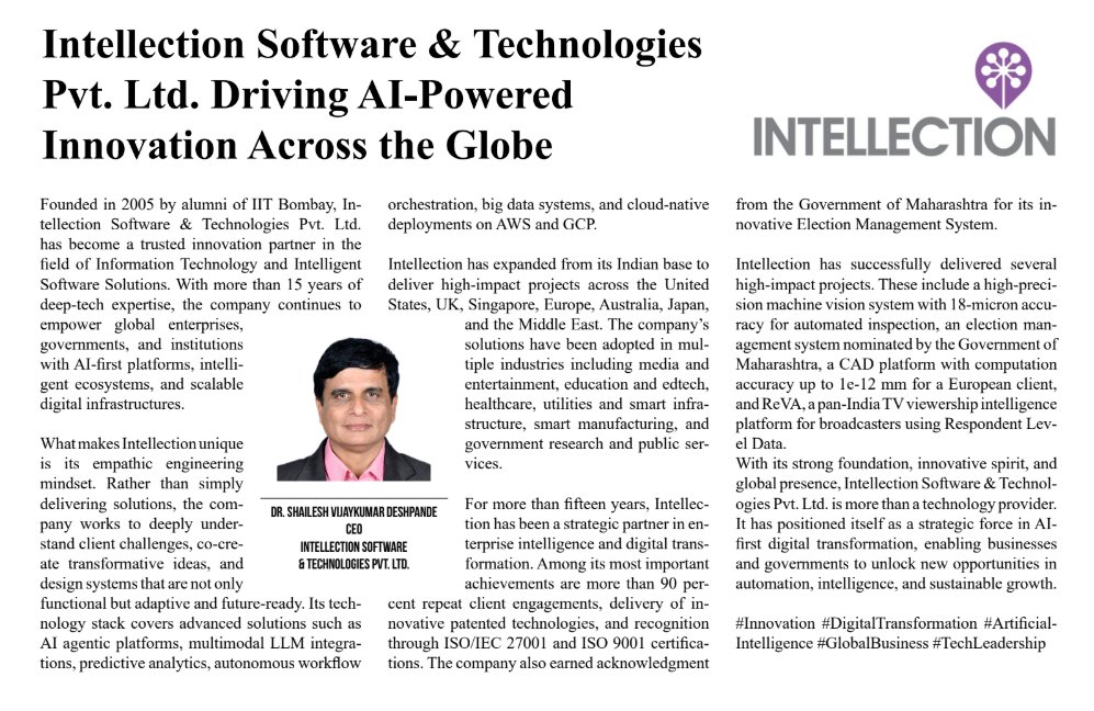 IntTradeCouncil's tweet image. 🎉 We’re excited to announce Intellection Software &amp;amp; Technologies Pvt. Ltd. as a nominee for the Go Global Awards 2025! 🌍 Recognized for driving tech innovation and global impact.
🔗 Read more: tradecouncil.org/intellection-s…
#GoGlobalAwards2025 #GlobalInnovation #TechExcellence