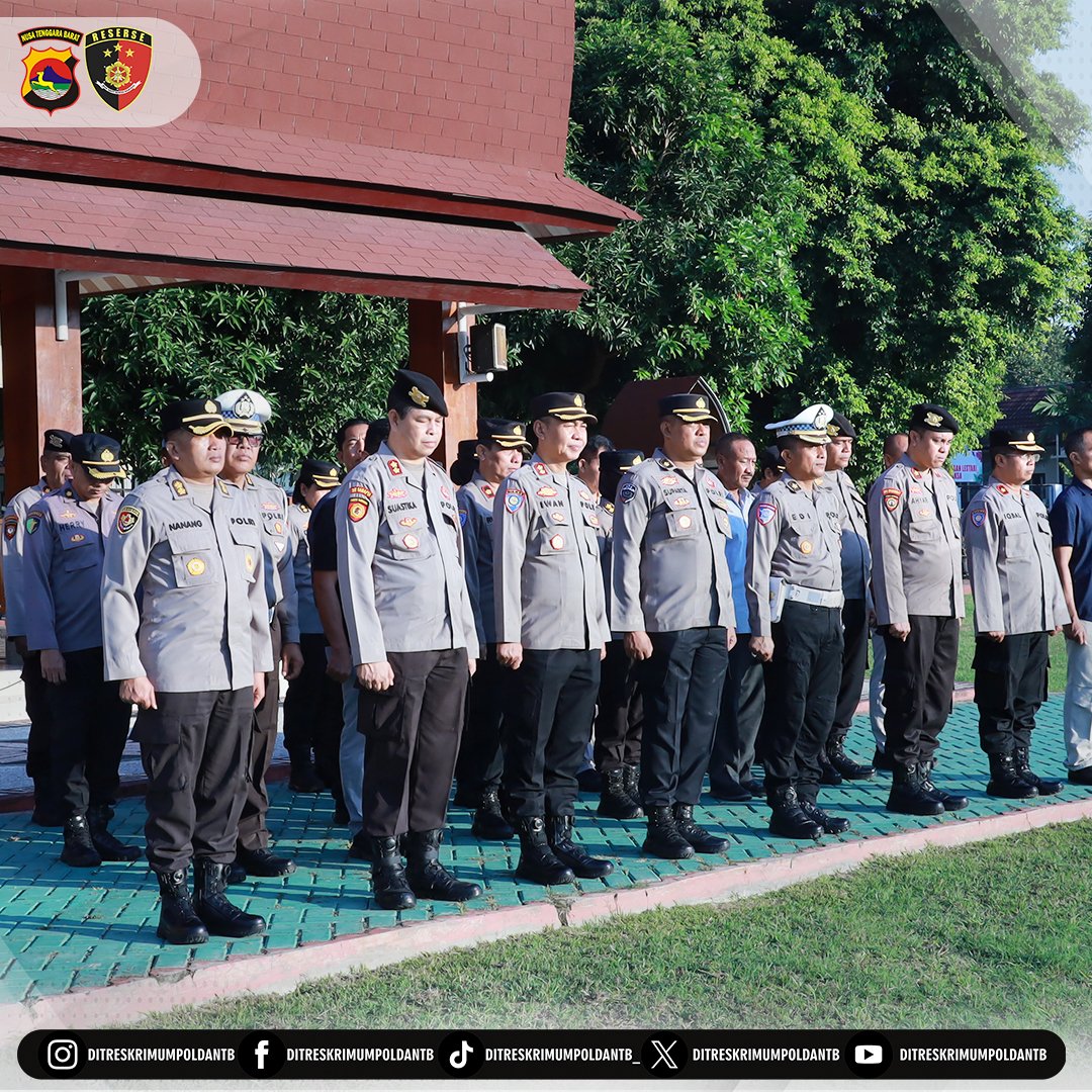 ditreskrimumntb's tweet photo. Dirreskrimum Polda NTB Kombes Pol Syarif Hidayat, S.H., S.I.K. pimpin apel pagi personel Polda NTB yang belangsung di lapangan Bhara Daksa Polda NTB. https://t.co/2QdGmZFv3H