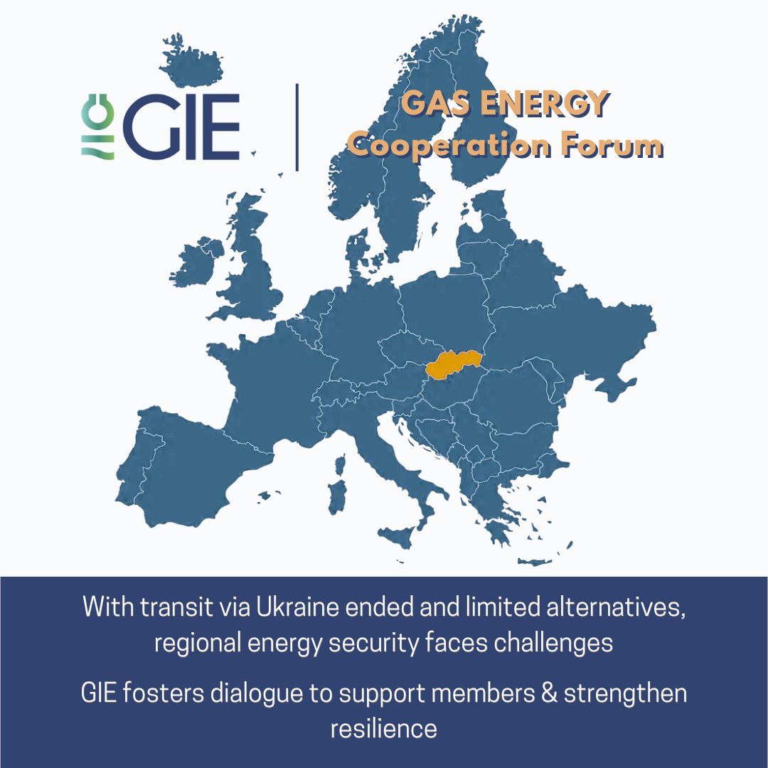 GIE is following gas developments in Slovakia &amp; the wider region of Central Europe.
Since 2022, new interconnectors &amp; reverse flows (e.g. Baltic Pipe, GR-BG, PL-LT) have boosted west-east flexibility.

Our focus: #Dialogue, #Resilience &amp; #EnergySecurity with members.