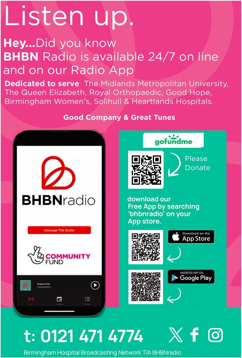 Thursday's programme information can be found on our website at bhbn.net or via our Radio App.
PLEASE GO FUND US
Help to keep our Station on air. Please Scan the QR Code to donate or click on gofund.me/a25bbf0b