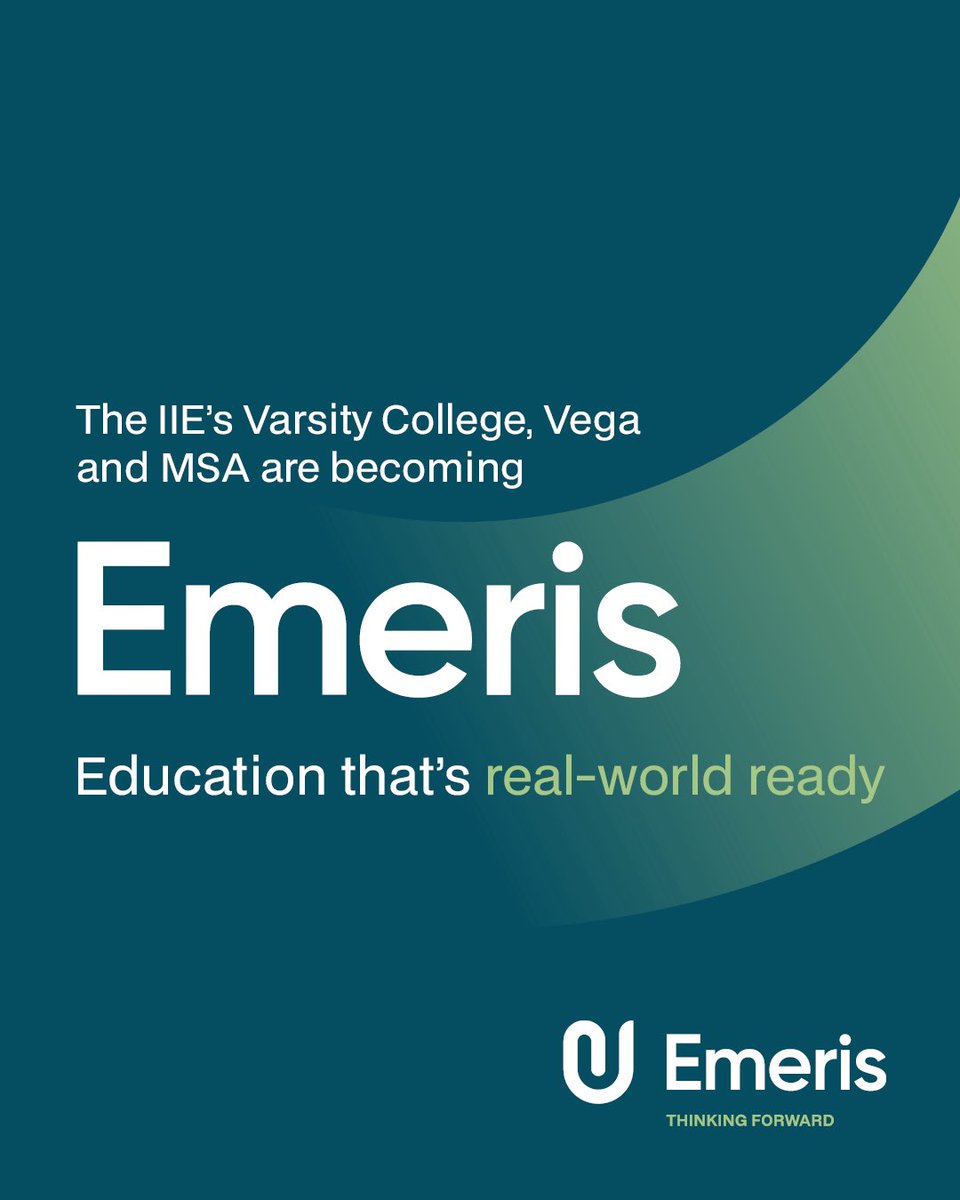 As part of the strategic ambition to become a private university that produces transformative ideas and the country’s most employable graduates, we are excited to share that The IIE’s Varsity College, IIE MSA, IIE Vega School and IIE HSM are uniting under a new name, Emeris. 🚀