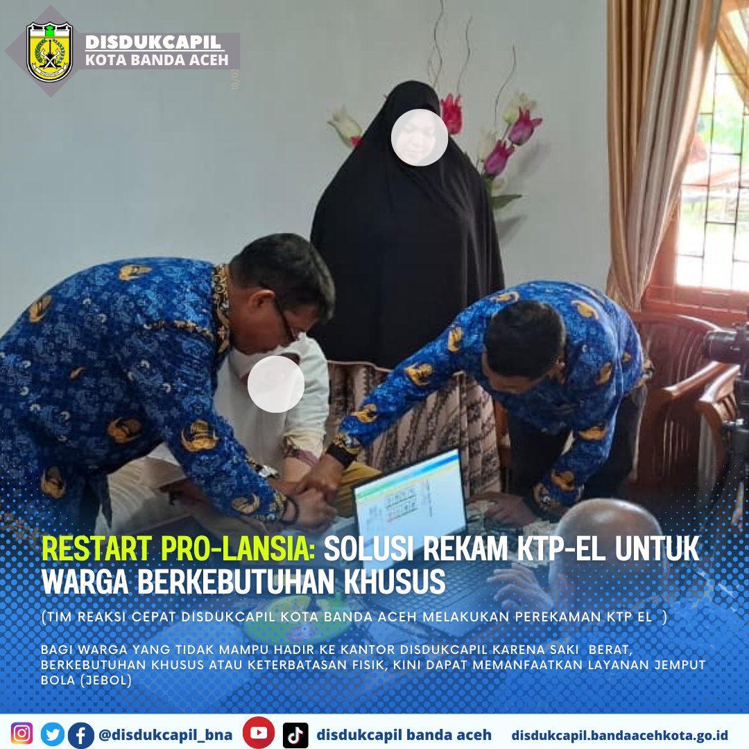 Assalamu'alaikum
Hai sobat Dukcapil Kota Banda Aceh 

Dinas Kependudukan dan Pencatatan Sipil (Disdukcapil) Kota Banda Aceh kembali menghadirkan pelayanan jemput bola bagi masyarakat. 

#disdukcapil #bandaaceh #ktp