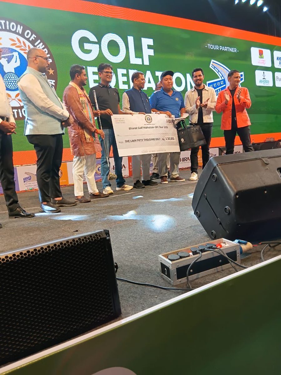 tmpacademics's tweet photo. 🏌️‍♂️ Proud moment for Manipur at the Bharat Golf Mahotsav 2025, Raipur!

✨ Mayanglambam Rohind Singh – Gross Runners-Up
✨ Ashem Agnish – Winner, Ladies Category

Prizes presented by Randeep Hooda &amp; Hon’ble Dy CM of Chhattisgarh.
#GolfIndia #ManipurGolf #BharatGolfMahotsav https://t.co/nBgRi3dQ2B