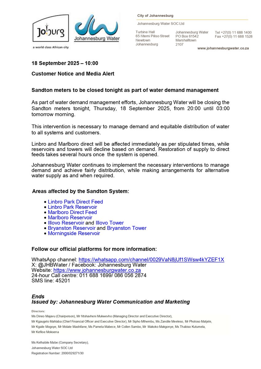 Johannesburg Water tweet media
