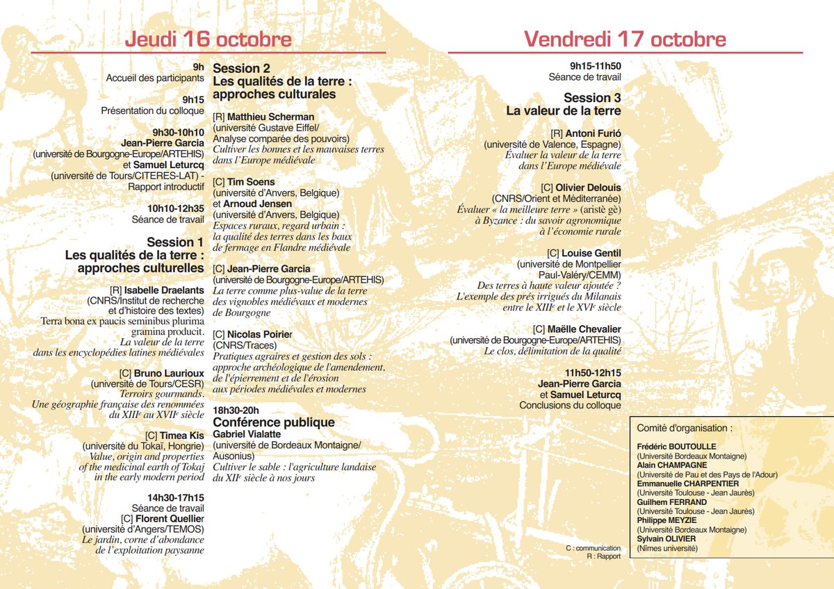 SHMESP (@shmesp) on Twitter photo Colloque de Flaran 46, Les qualités de la terre à l'époque médiévale et moderne, qui se tiendra cette année à l'écomusée de Marquèze à Sabres dans les Landes les jeudi 16 et vendredi 17 octobre 2025. Colloque de Flaran 46, Les qualités de la terre à l'époque médiévale et moderne, qui se tiendra cette année à l'écomusée de Marquèze à Sabres dans les Landes les jeudi 16 et vendredi 17 octobre 2025.