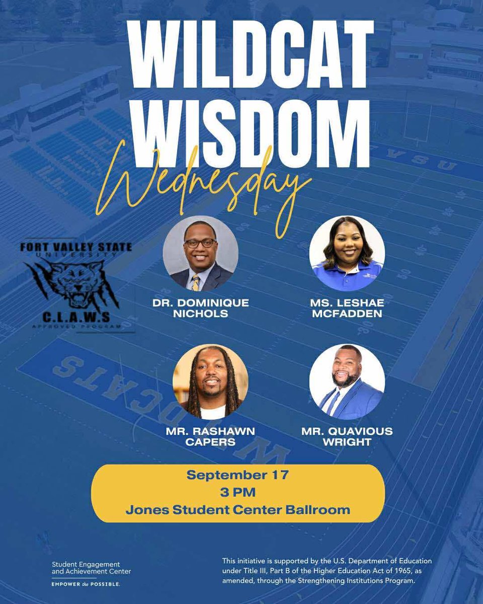 QuaviousWright's tweet image. Yesterday I had the opportunity to speak to students at my beloved alma mater, FVSU! 💙💛🐾 Always an honor to give back to the school that poured so much into me. #FVSU #WildcatPride