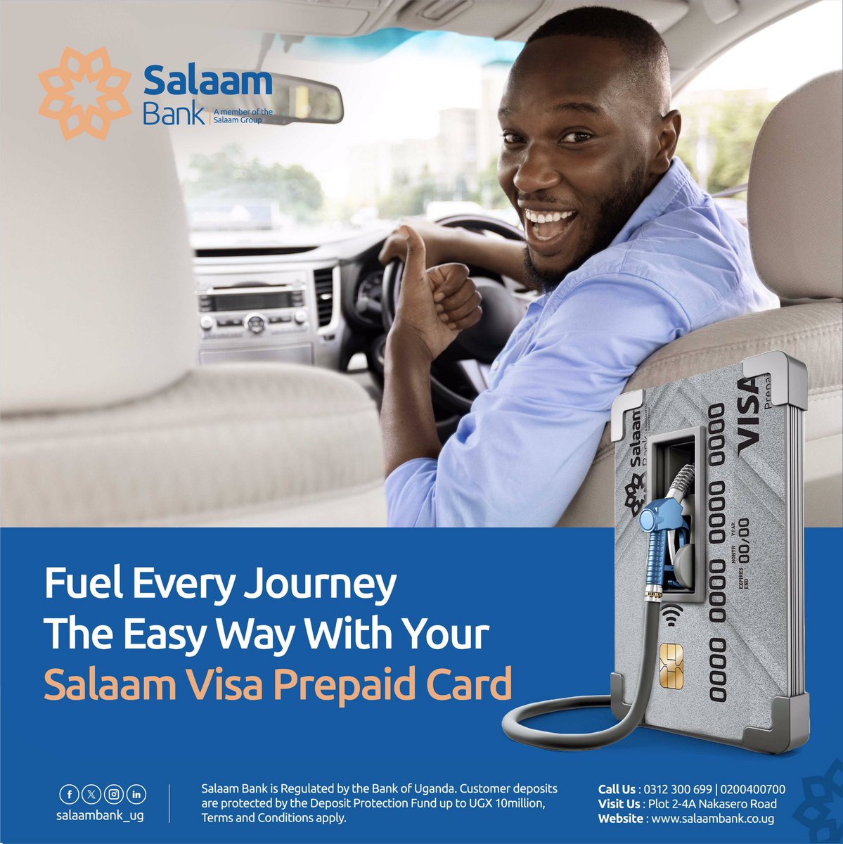 salaambank_ug's tweet photo. The #SalaamVisaPrepaidCard makes your journey easier👌Get yourself one at any of our branches.
Fore more information Call 0312300699|WhatsApp 0703888833
#SalaamBank
#PrepaidCard
#BeerakuSure https://t.co/aSRkJYobeB