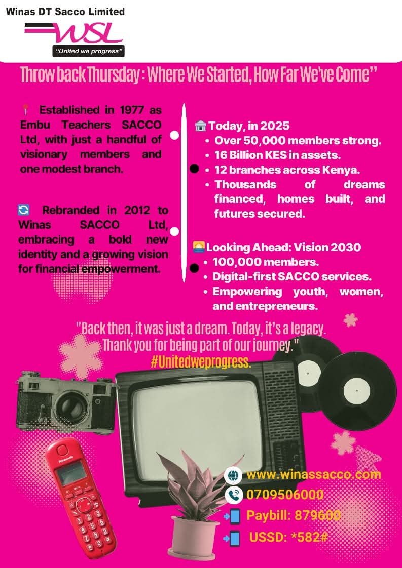 Hello dear Members, What started as a dream has today grown to be a legacy. What a TBT!! Thank you for being part of our Journey. We invite you to share your experience with Winas sacco for the last 48 years #UnitedWeProgress
