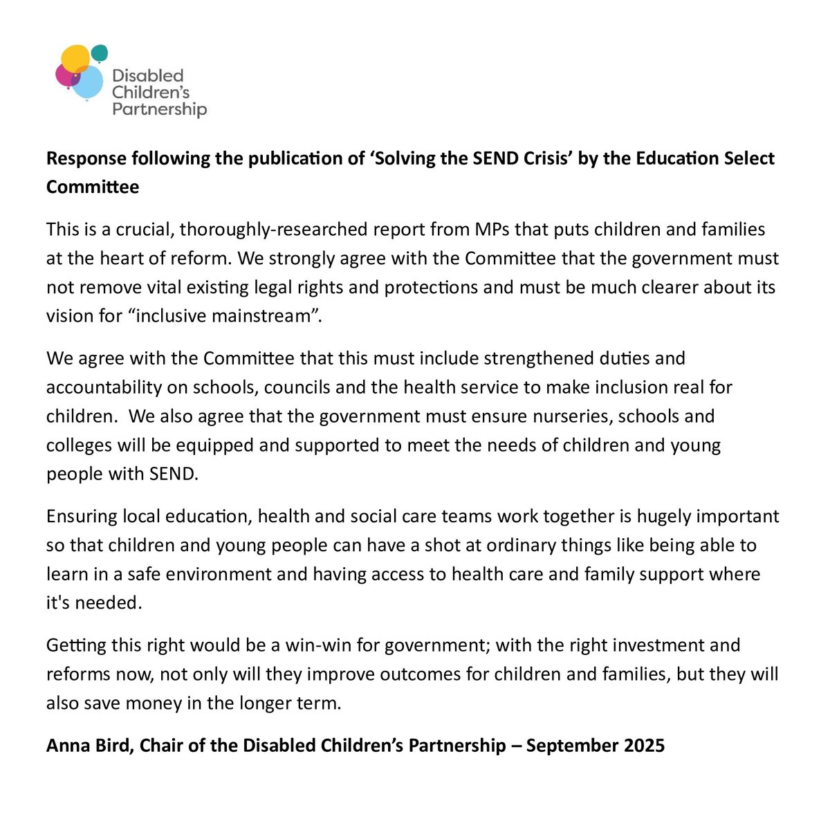 Disabled Children's Partnership tweet media