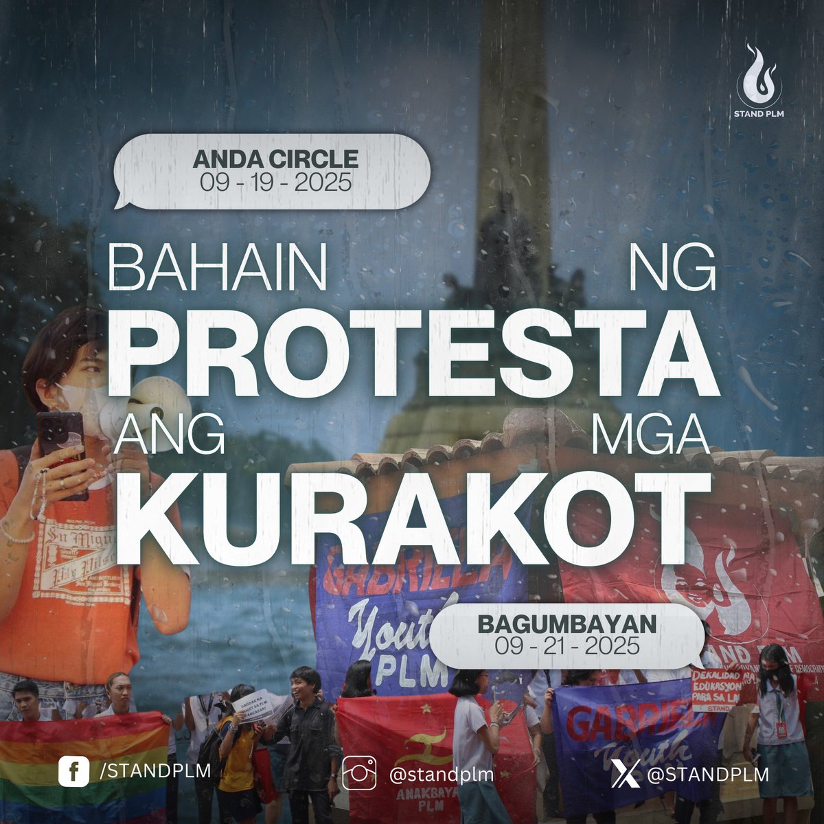 STANDPLM's tweet photo. 𝗕𝗔𝗛𝗔𝗜𝗡 𝗡𝗚 𝗣𝗥𝗢𝗧𝗘𝗦𝗧𝗔 𝗔𝗡𝗚 𝗠𝗚𝗔 𝗞𝗨𝗥𝗔𝗞𝗢𝗧

Mga iskolar ng bayan, kailangan na tayo sa lansangan!

Setyembre 19, Biyernes sa Anda Circle
Setyembre 21, Linggo sa Luneta

#MarcosSingilin
#DutertePanagutin
#ML53
#NeverAgainNeverForget https://t.co/bpQRAB4pk9