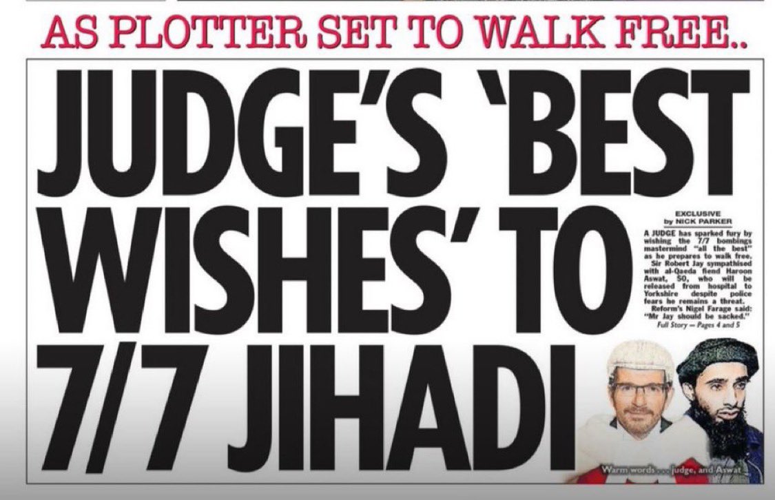Judges hold immense power. With that comes responsibility.

When Justice Jay wished a 7/7 terrorist ‘all the best,’ he failed that responsibility.

I’ve tabled a cross-party motion in Parliament - the first of its kind - to condemn him. He must be held to account.