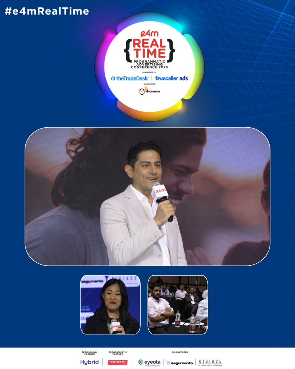 e4mtweets's tweet image. From walled gardens to an open internet - the opportunities are limitless! 🚀
At the #e4mRealTime Programmatic Conference 2025, Dhruv Dhawan and Yenny Wong from @TheTradeDesk  led a powerful session titled: “Unboxed: The Growing Opportunity of the Open Internet.”

#e4mLive…